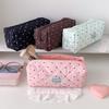 Canvas Polka Dot Pencil Case Cute Minimalist Stationery Pouch Portable Small Bag for Middle School Students Exam Use