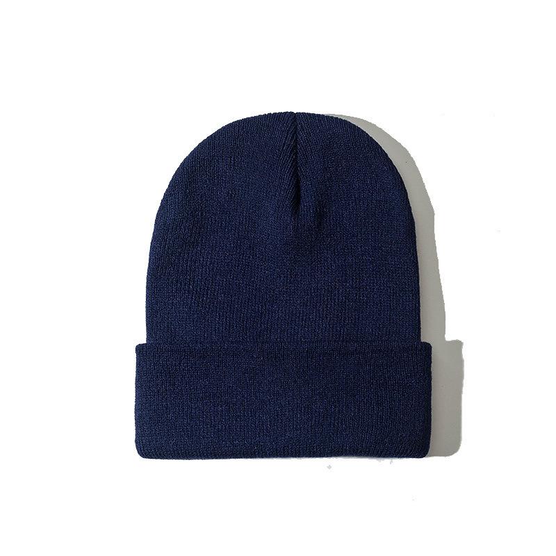 Autumn Winter Warm Hats Small Batch 3D Embroidery Solid Color Plain Knitted Hats with Heat Transfer Printing Processing
