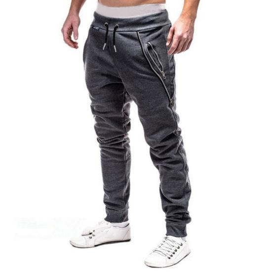 Plus Size Men Sporty Solid Color Waist Drawstring Pockets Ankle Tied Long Pants