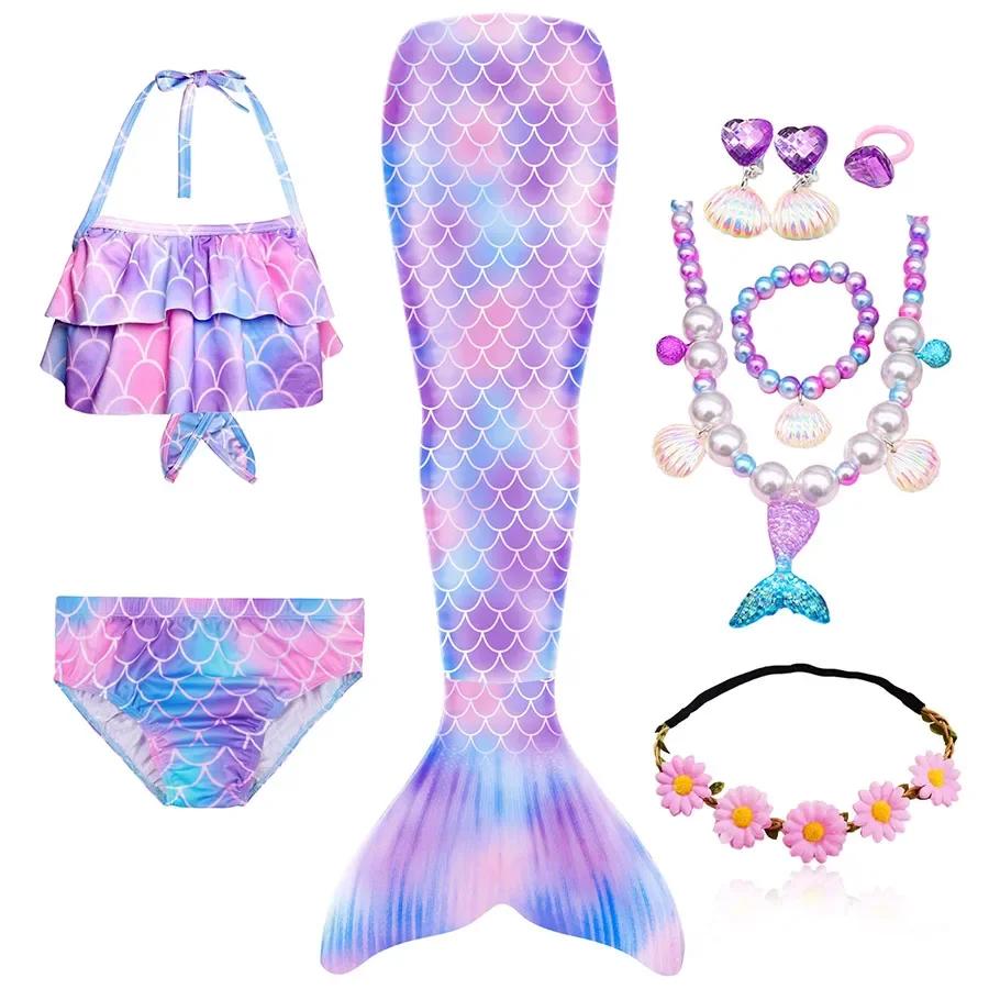 Queues de sirène fantaisie pour la natation pour filles Le petit poisson-chat Maillot de bain Maillot de bain Piscine Natation Costumes de Cosplay d'Halloween 110 (3-4T)