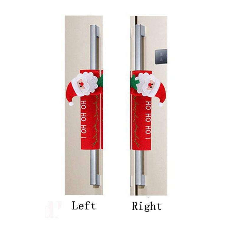 2pcs Christmas Fridge Handle Covers, Santa Claus Microwave Oven Cover, Xmas Kitchen Decor