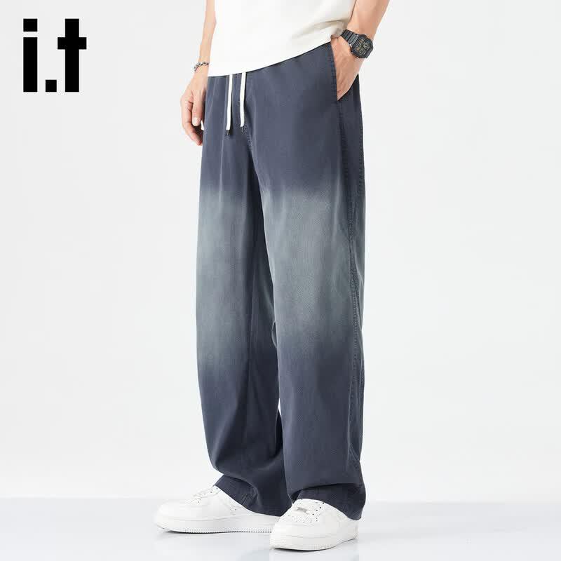 Izzue It Men's Lyocell Blend Loose Straight-Leg Casual Pants