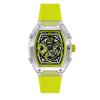Holiday Unisex Wristwatch 024286 Skeleton Plastic Date Day 24-Hour Dial Yellow Tonneau Model