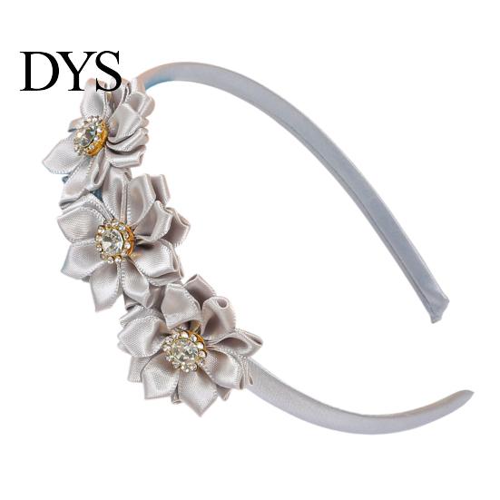 Flower Headband Princess Rhinestone Inlaid Multi-Petal 3D Flowers Lightweight Comfortable Hair Hoop Girls Party Accessory Transparent Plastic