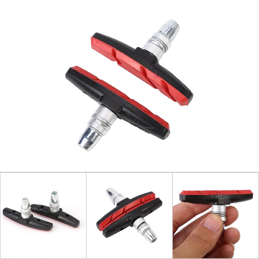1 Pair   Cycling Mountain Bike V Brake Holder Pads Shoes Rubber Blocks(Red)