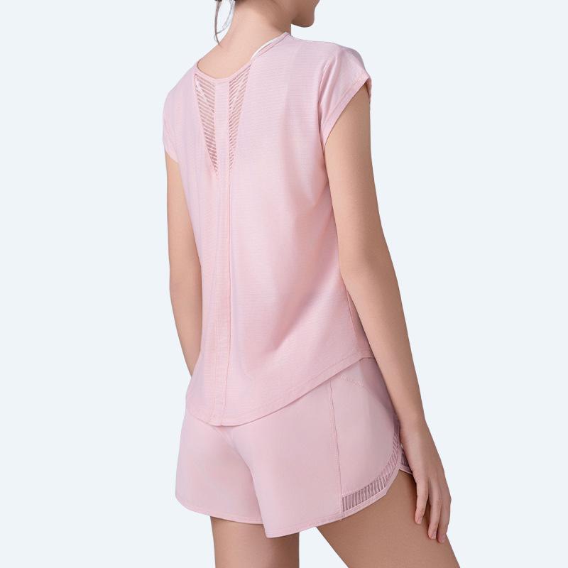 Damen Schnelltrocknendes Yoga & Lauf T-Shirt - Locker, Bequem, Figurschmeichelnd, Atmungsaktiv mit Kurzen Ärmeln für Sommer Fitness