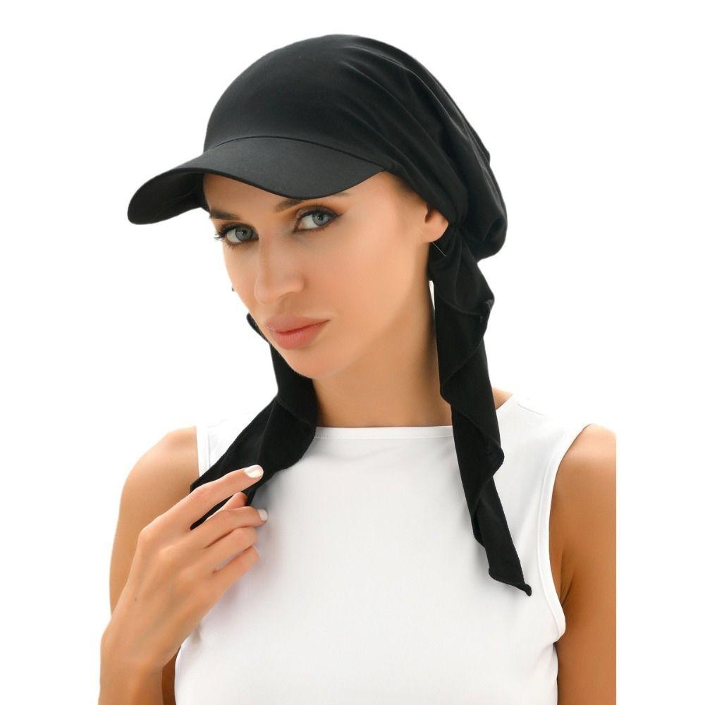 Solid Color Headscarf Baseball Cap Nylon Hijab Shawl Casual Sunscreen Beach Hats Outdoor