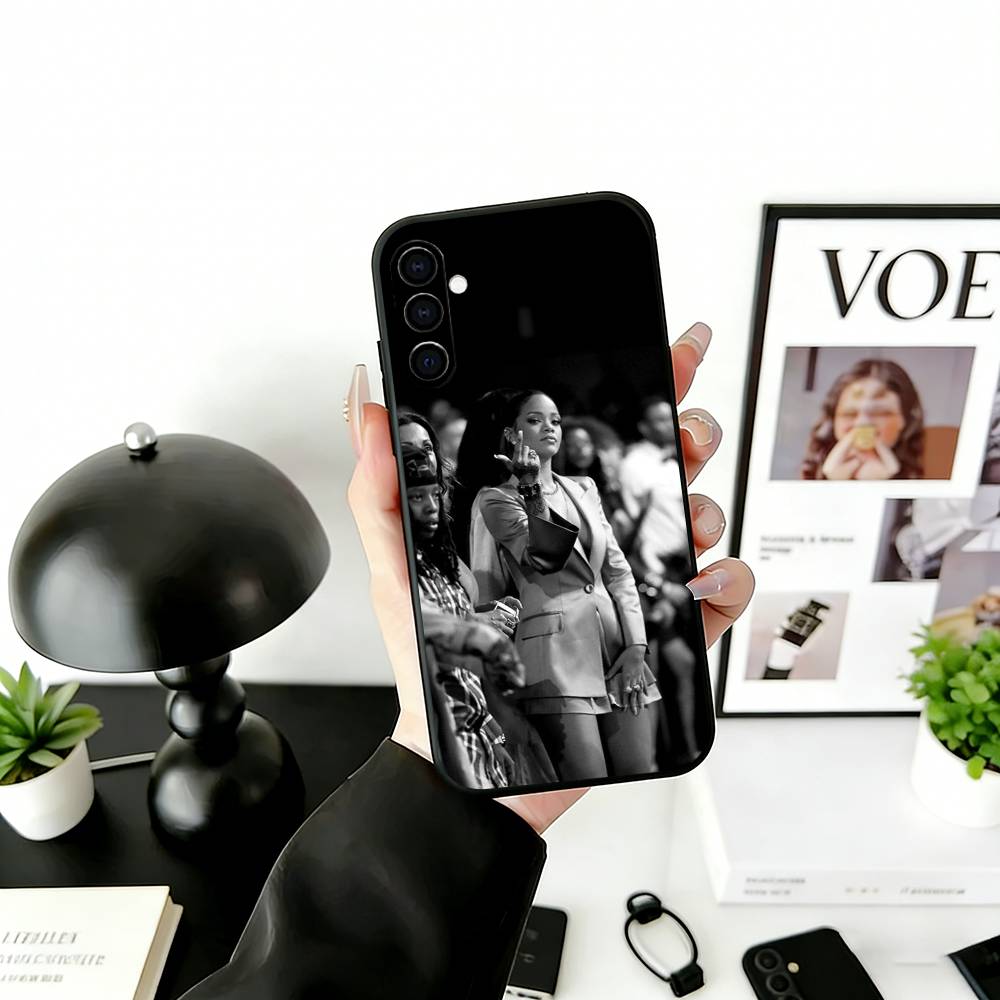 R-Ri L-Loud Pouzdro na telefon Pro Samsung Galaxy A73,A72,A71,A70,A53,A52,A51,Měkký silikonový černý kryt