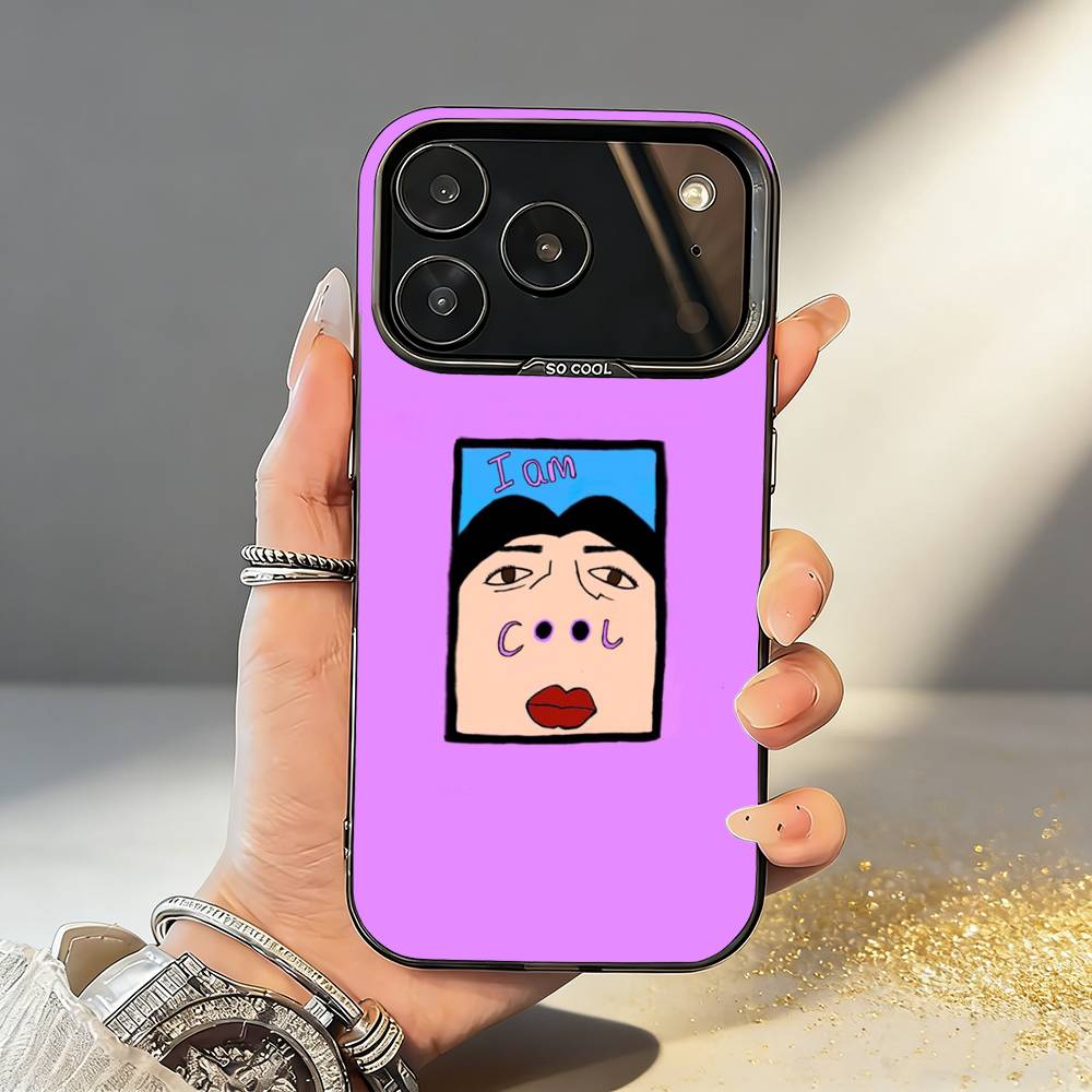 1PC F-Funny E-Exaggerated Face Emotion Phone Case For iPhone17,16,15,14,13,12,11,Pro,MAX White Matte Shockproof Cover