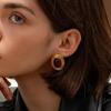 IngeSight.Z Retro Classic Oval PVD 18K Gold Plated Stainless Steel Stud Earrings Exquisite Waterproof Piercing Earring Jewelry