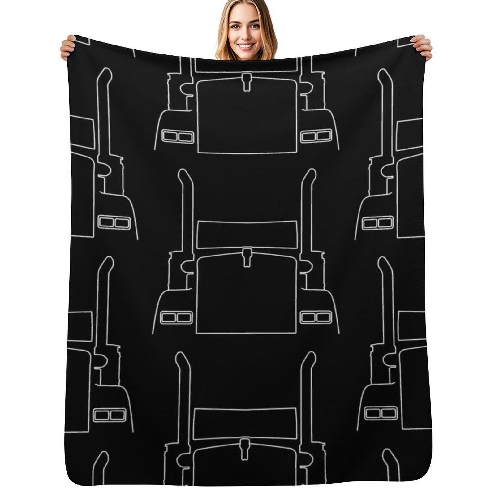 

Kenworth big rig truck outline graphic white Throw Blanket Lightweight Cozy Blanket for Bed Sofa 102x76cm(40x30in)