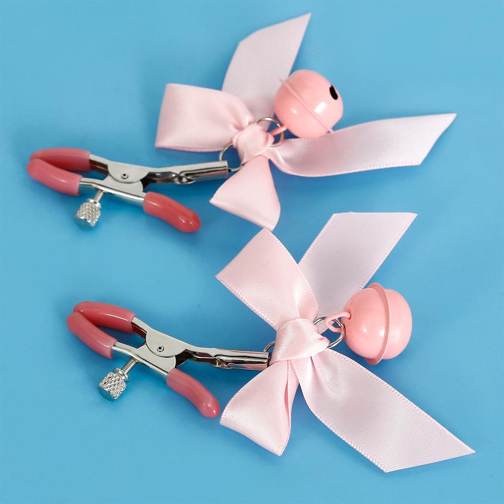Breathleshades Pink Bowtie Bell Nipple Clamp Breast Sensual Nipple Stimulator Sex Toys for Couple Cosplay Sex Play