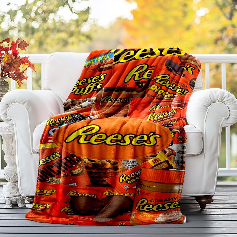 Reese‘S Peanut Flannel Blanket Soft All-Season Throw, Design for Camping, Car Travel, Hiking Sofa, Bed, Office Perfect Gift for Parties