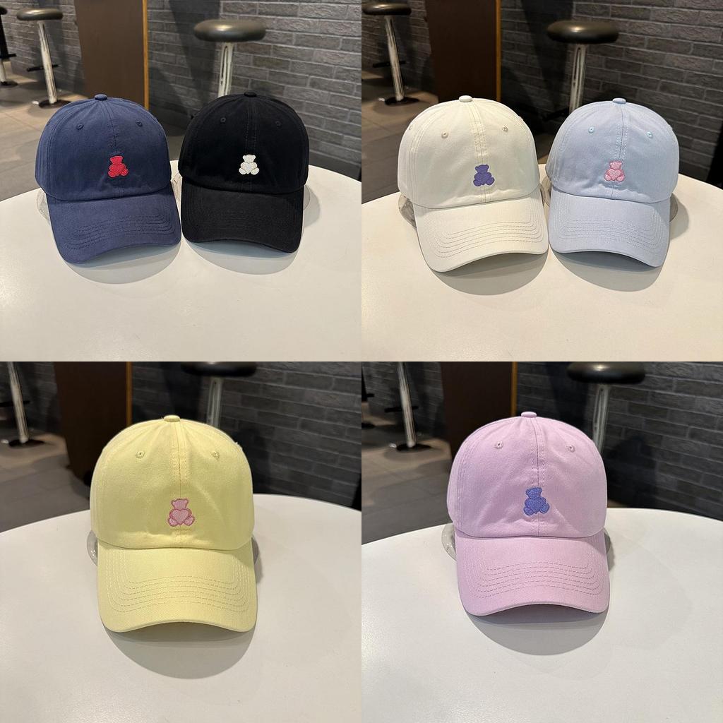 Streetwear Baseball Cap With Heart Bear Embroidery For Summer Sun Protection