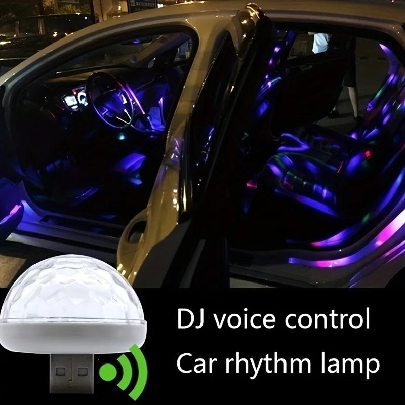 Car USB Ambient Light Mini Colorful Music Sound Led Light Holiday Party Atmosphere Interior Dome Trunk Lamp