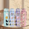 1PC Cat Breed Variety Collection Print 750ml Color Plastic Sports Water Bottle Leakproof Flip Straw Lid Suitable for Sports Office Home Use