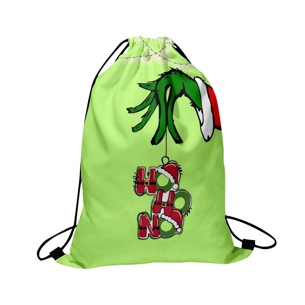 Christmas Double Sided Print New Year Gift Bag Drawstring Pocket Christmas Backpack