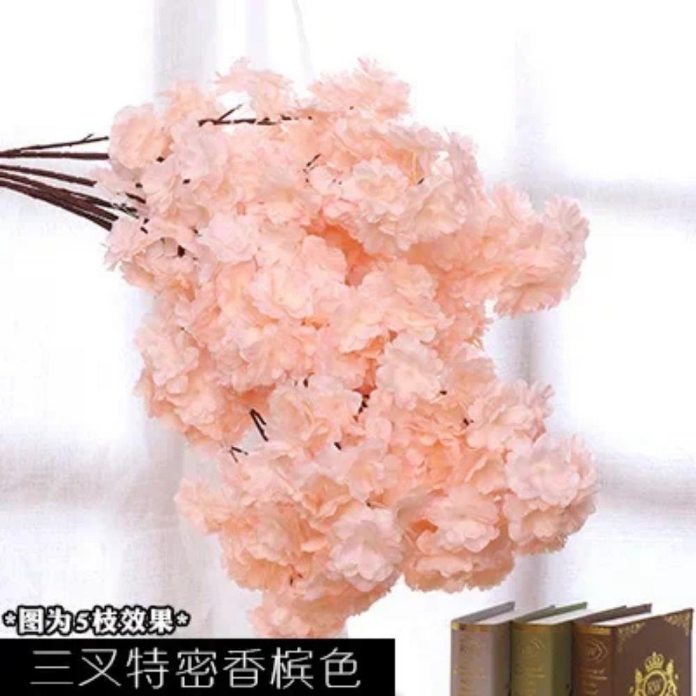 140-Heads Artificial Flowers Cherry Blossoms Wedding Arch Decorate Fake Flower Silk Hydrangea White Branch Home Decor