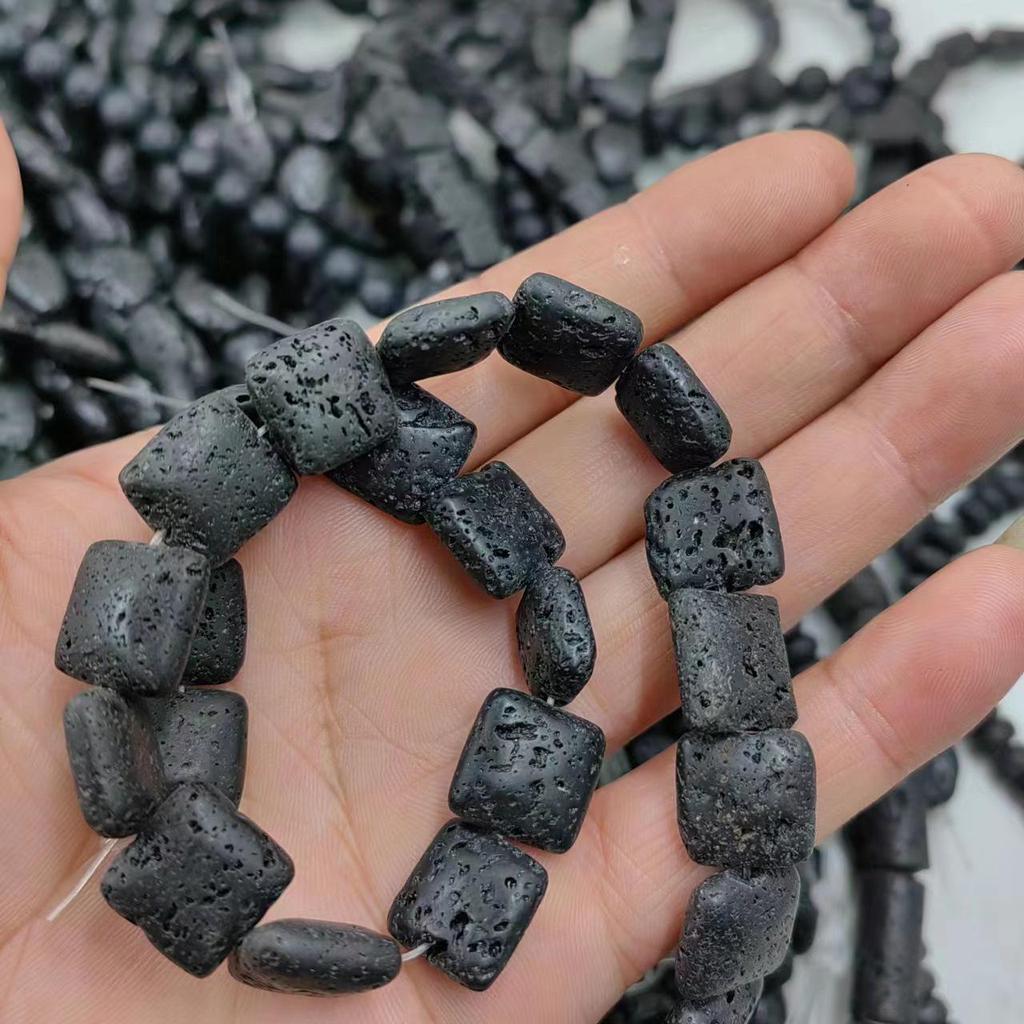Volcanic Stone Bead Jewelry: Round, Square, Abacus, Rectangular Beads for DIY Bracelets & Necklaces.