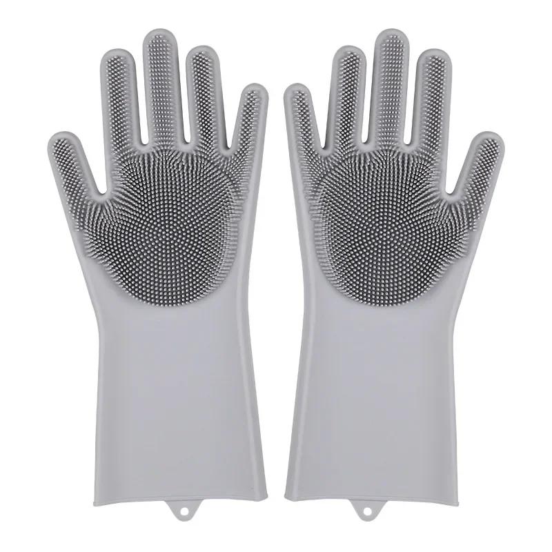 Dishwashing Cleaning Gloves Magic Silicone Rubber Dish Washing Gloves for Household Sponge Scrubber Kitchen Cleaning Tools