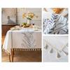 Floral Fresh Simple Embroidery Imitation Cotton Linen Dining Household Wear-resistant Waterproof Tablecloth
