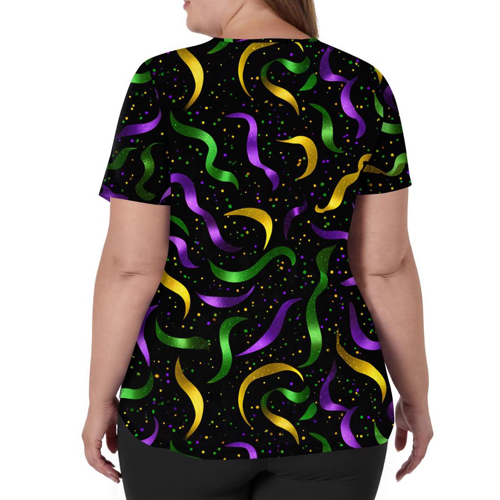 Dammode V-ringad Kortärmad Overall Med Fickor Tryckta Toppar Kläder