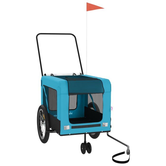 VidaXL Pet Bike Trailer Blue and Black 93939