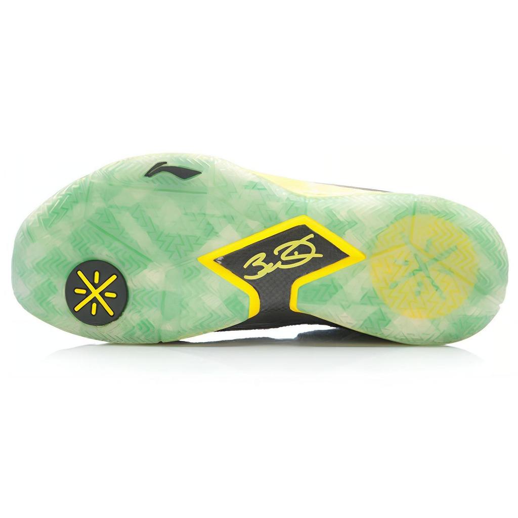 Li Ning WOW 3 Cushioning, Wear Resistant Mid top Basketball Shoes Men's Black Green Yellow ABAJ013-20