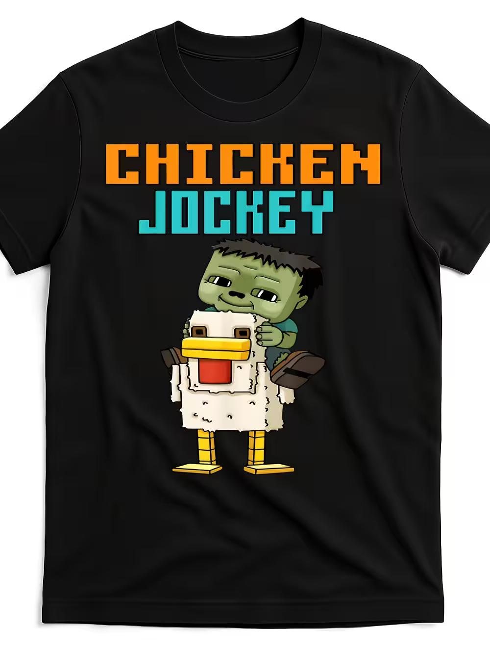 Men S Pixel Art Chicken Zombie Graphic T-Shirt - Humorous  CHICKEN JOCKEY  Print XL