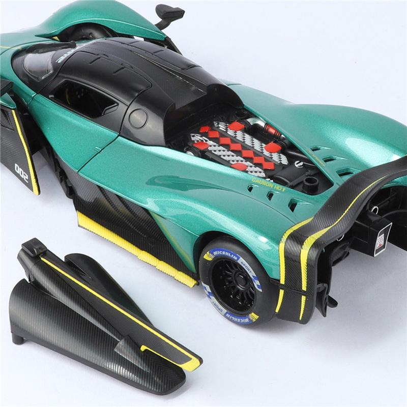 Modèle de voiture de sport en alliage Aston Martin Valkyrie 1/24 Métal moulé sous pression Véhicules Super de Course Modèle de Voiture Haute Simulation Son et Lumière Jouet Cadeau pour Enfants