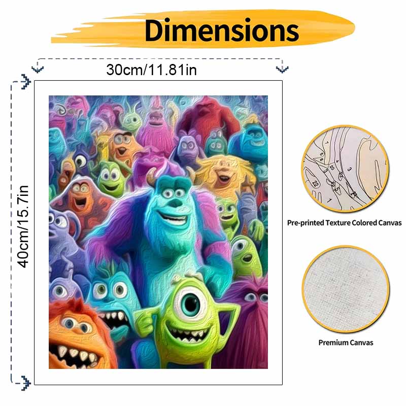 Disney Monsters Inc. Oil Paint Art Painting Kit Oil Paint Dots Home Wall Decor