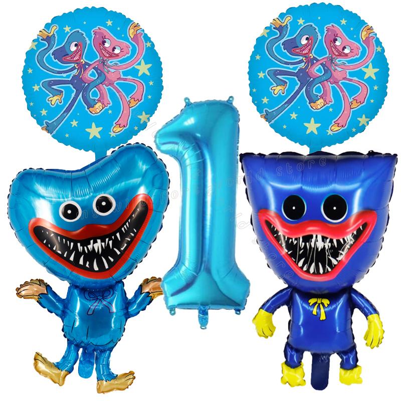 Game Huggy Wuggy Number Balloons Decoration Poppy Playtime Birthday Party Ballon Set Baby Shower Cartoon Round Foil Balloon
