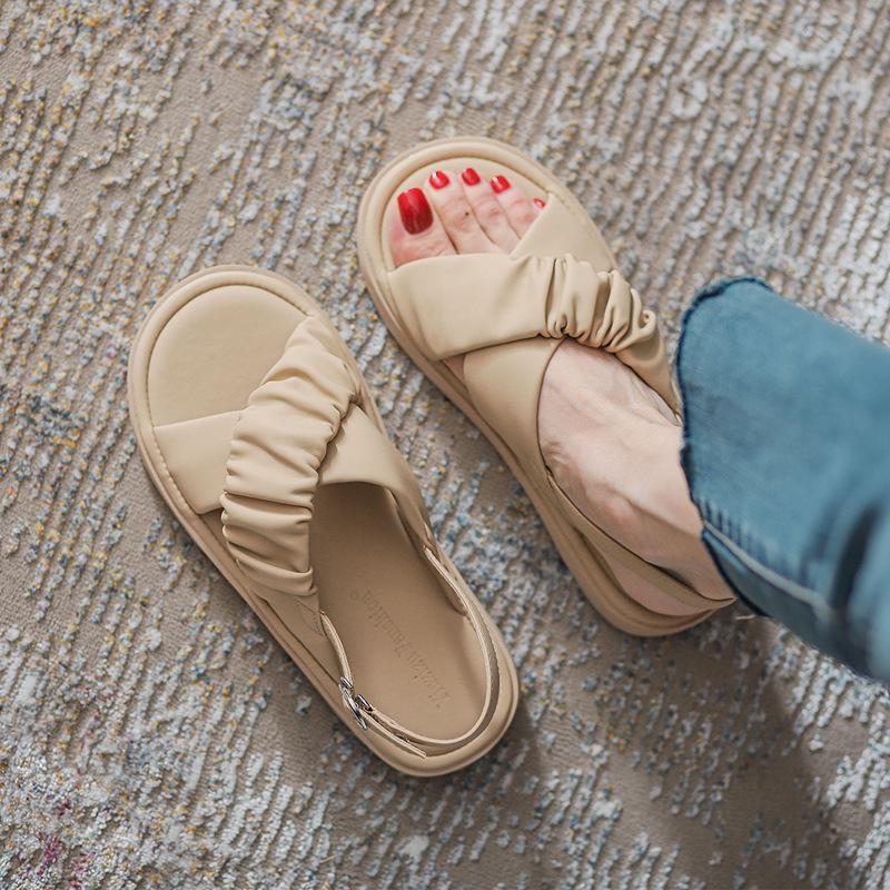 

Platform sandals women s summer wear 2025 new versatile fairy wind open-toed Roman shoes casual flat beach slippers 40