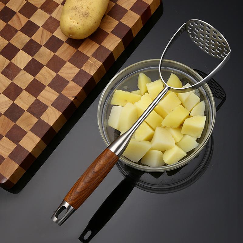 Stainless Steel Potato Masher & Ricer - Animal Jacquard Handle | Baby Food Tool