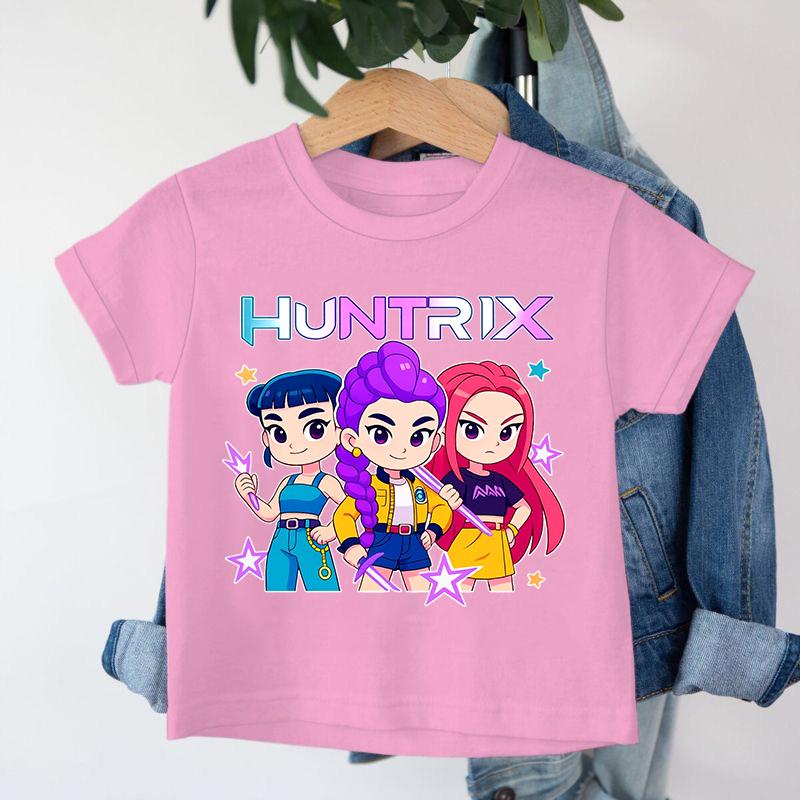 New 2025 KPop Demon Hunters Saja Boys Cartoon Boys Tshirt Round Neck Print Fashion Casual Top Childrens Tshirt Kids Clothing