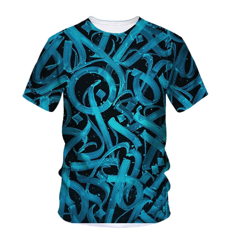 Sommar Nya Kreativa Graffiti Konst grafiska t-shirts Män Casual Bohemisk Personlighet harajuku Tryckta O-hals Streetwear T-shirts Toppar