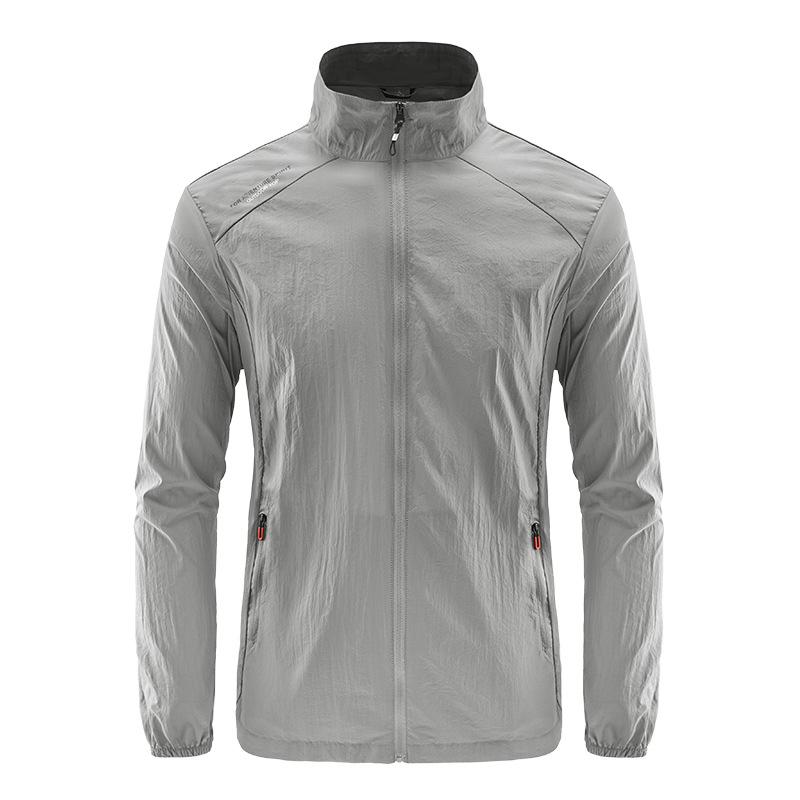 Men's Lightweight Summer Sun Protection Jacket with Stand-up Collar - Breathable, Thin Skin Coat for Outdoor Sports