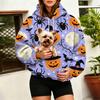 Damen Halloween Print Hoodie mit großer Haustier-Tasche für Herbst und Winter Freizeitkleidung