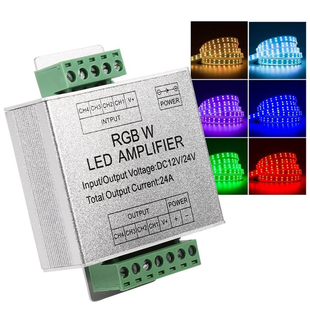 4 Channel Output RGBW LED Amplifier 24A Signal Repeater PWM Signal Booster  For RGBWW LED Strip