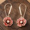 A Pair of Vintage Women's Earrings - Red Flower Design, Perfect for Parties and Banquets, Suitable for Wearing All Year Round.