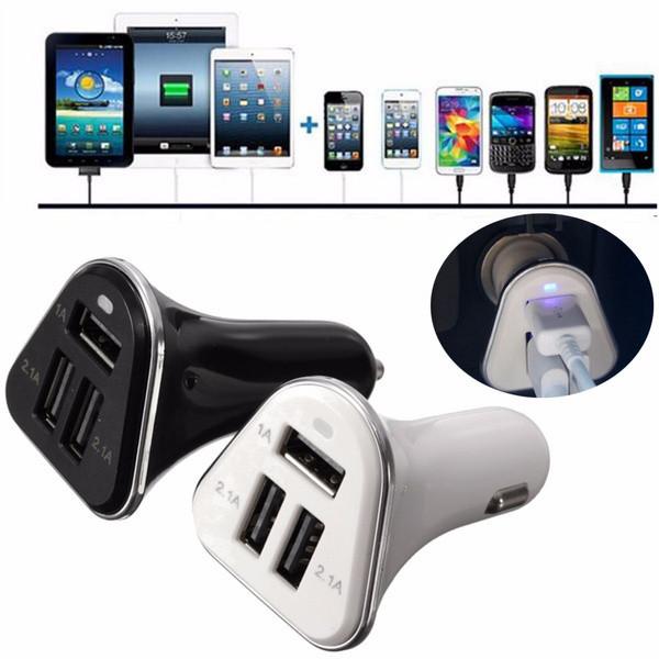 Premium 3 Port Car Charger Adapter With High-speed Usb Ports And Compact Design