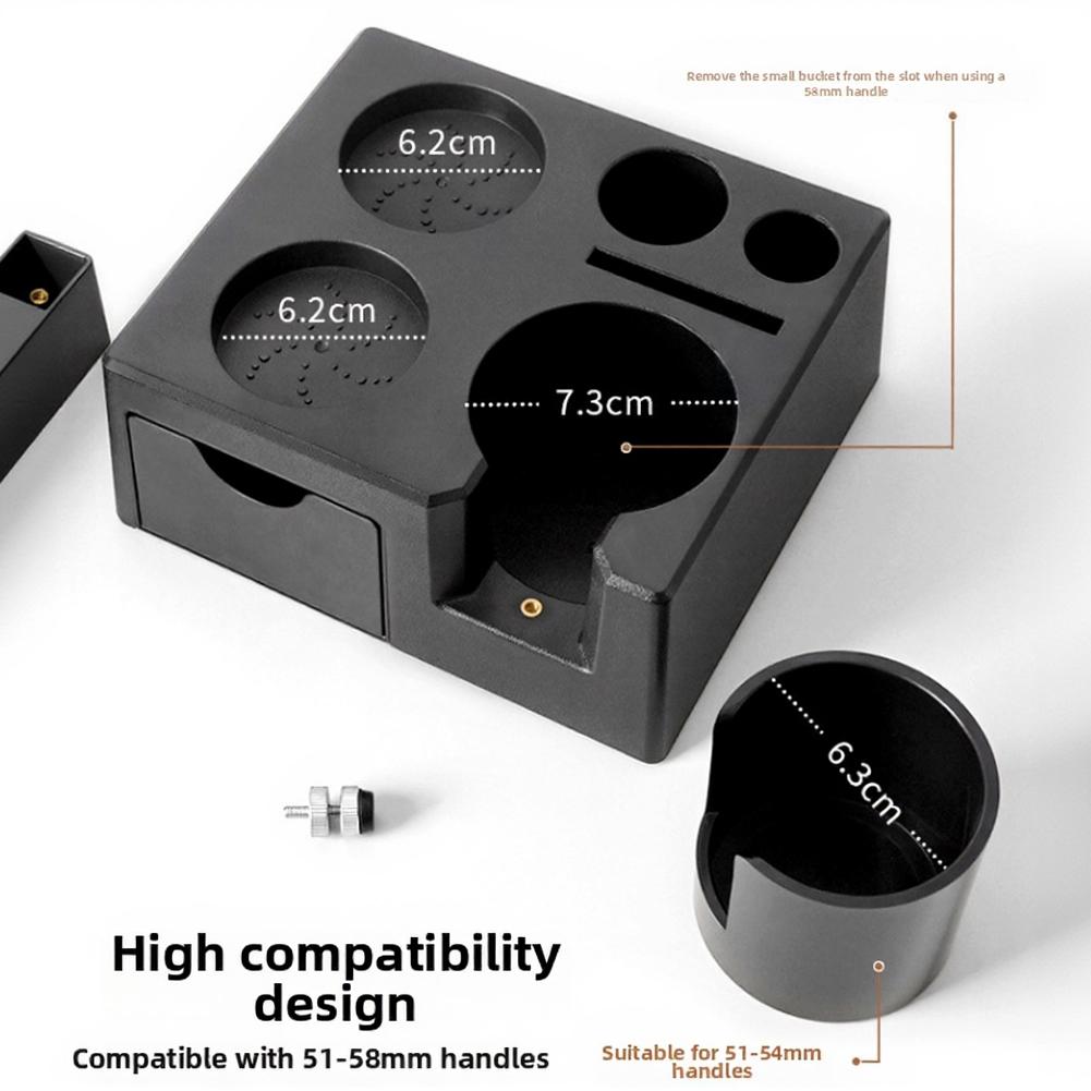 Portafilter Holder Coffee Tamper Drawer Multifunctional Organization Puck Sieve Slot Removable Tamper Base For Home Brewing