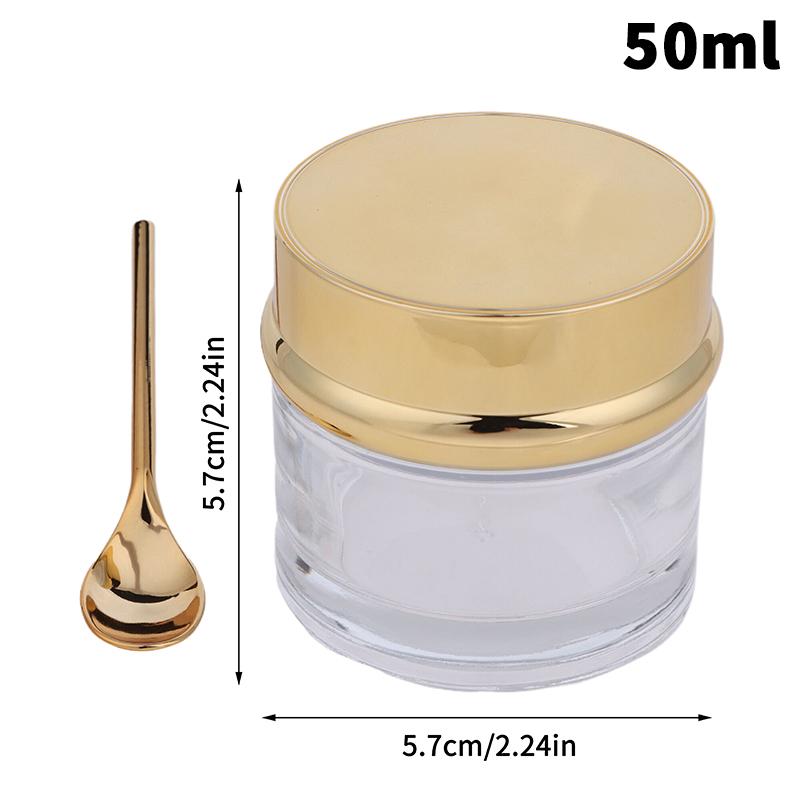 

30/50/80/100 г Гальваническое покрытие Пустая банка для крема Многоразовая бутылка для лосьона с ложкой Дорожный косметический контейнер 50g