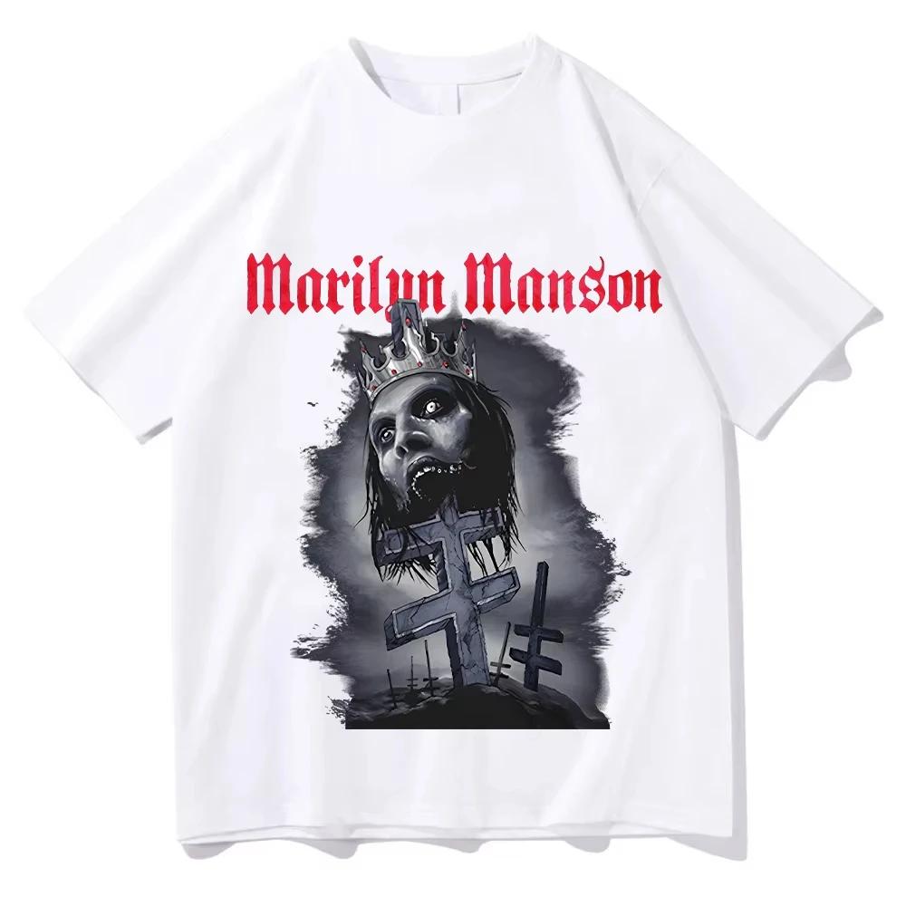 Marilyn Unisexson Durchbohrtes Doppelkreuz T-Shirt Retro-Print Baumwoll-Oberteil Grafische Ärmel Unisex Unisex Damen Freizeit Rundhals-T-Shirts Y2k