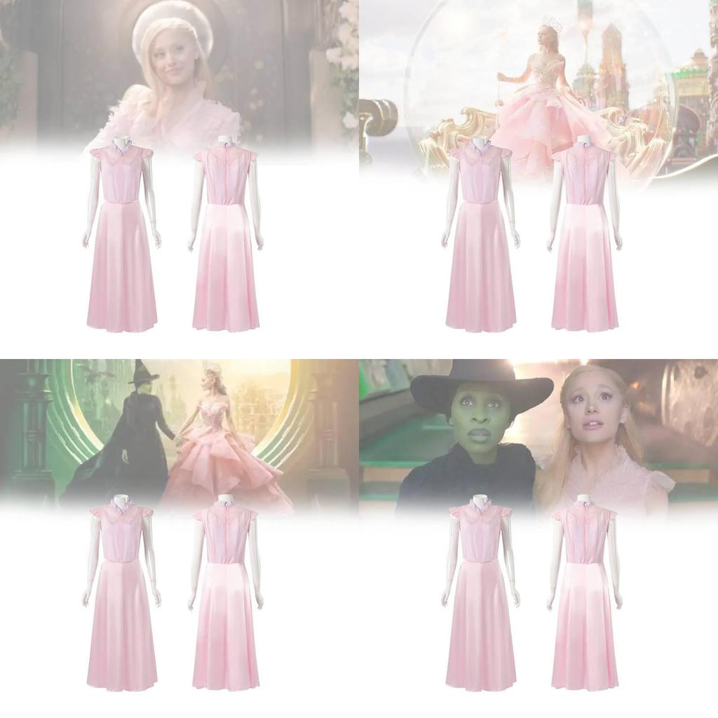 Enchanting Glinda Costume Dress For Women Featuring Vibrant Pink Corset Style Design For Magical Wicked Cosplay