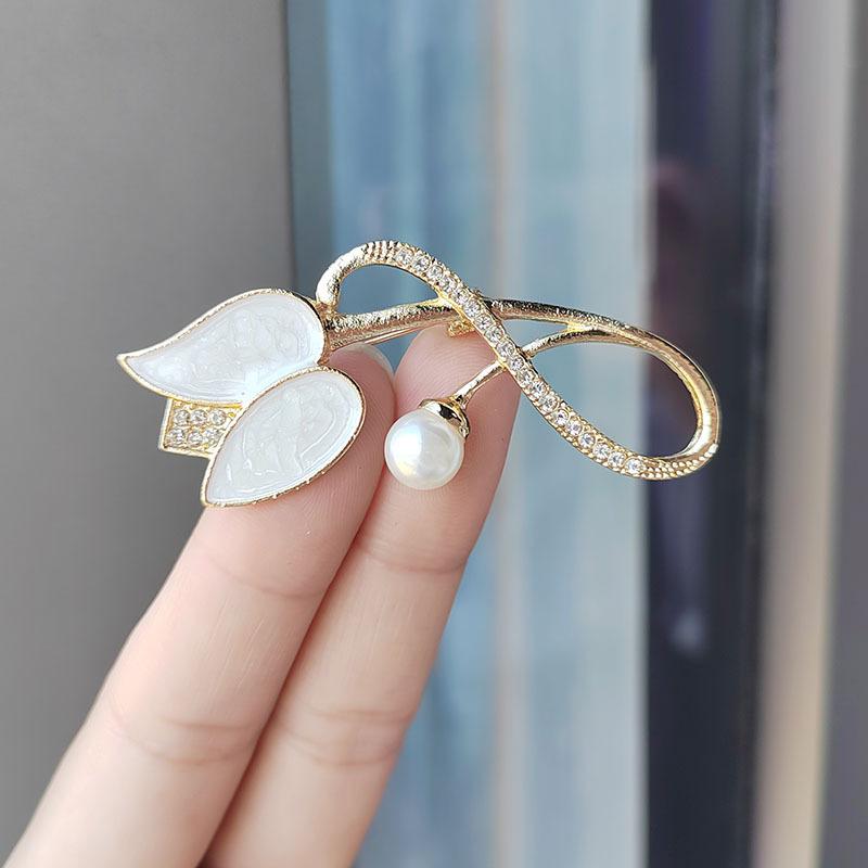 

Тюльпан Брошь Женская Элегантность Жемчужная Булавка Модная Цветочная Брошь Костюм Пальто Аксессуары