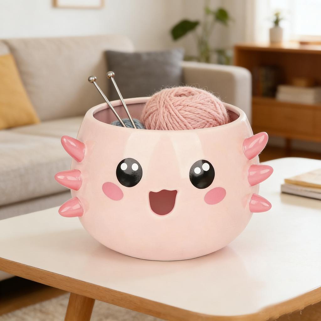 Gehaakte Wolle Kom, Een Ideaal Cadeau Voor Moeders En Breiliefhebbers, Met En Opgeruimde Wolletjes