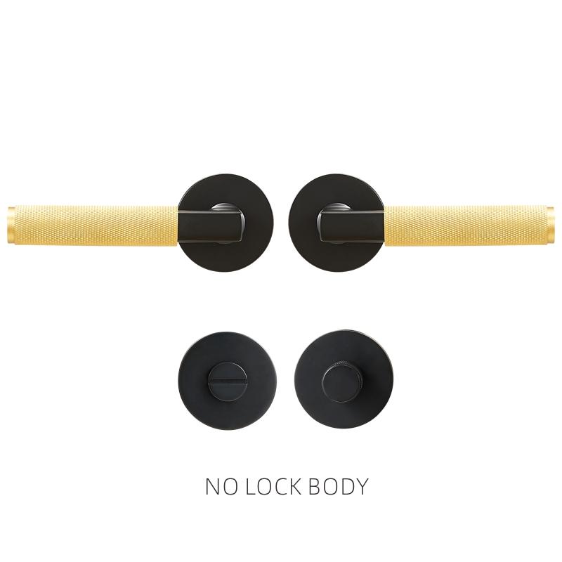 Dooroom Drehknauf Gerändeltes Messing Türschloss-Set Modernes Interieur Schlafzimmer Badezimmer Holztür Drückergarnitur Dummy Privacy Durchgangsschloss