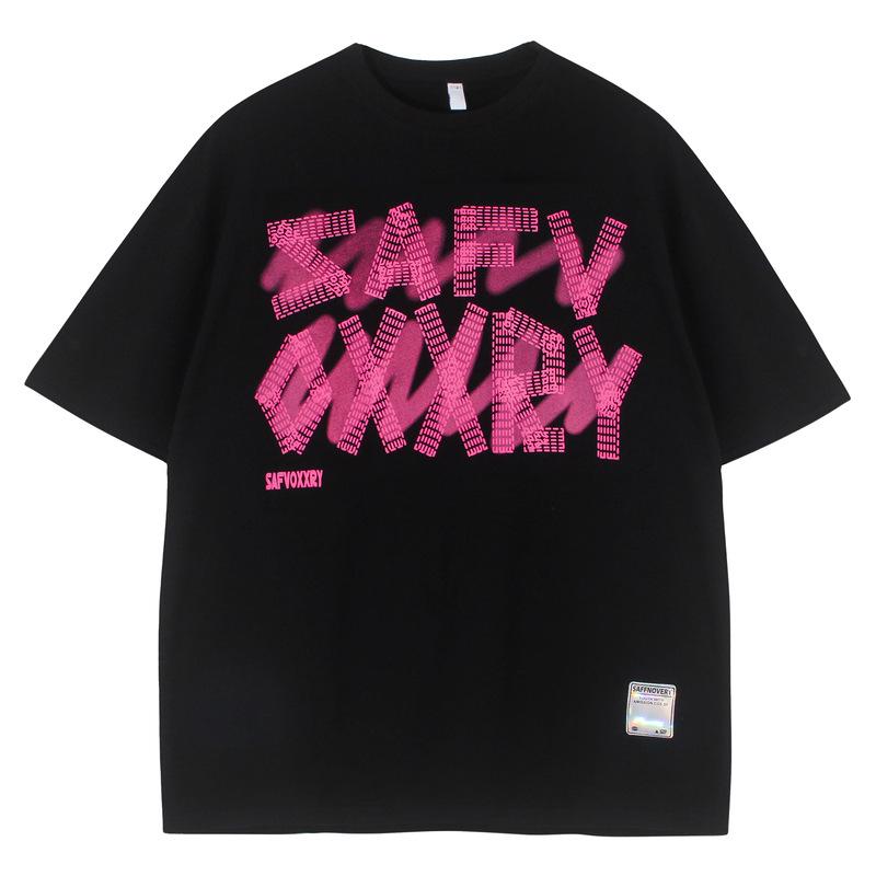 

2025 Summer Men s trendy brand design sense letter print 100% pure cotton T-shirt Hip-hop style versatile top XL