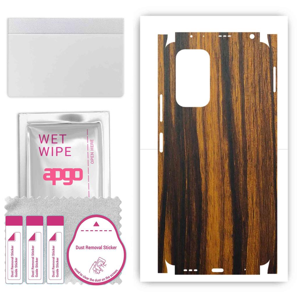 apgo Pegatina Protectora de Piel para la parte trasera+laterales compatible con Xiaomi Redmi Note 10 Pro Max, Película de Envoltura Completa, Lámina, Vinilo - Patrón Madera de Tigre